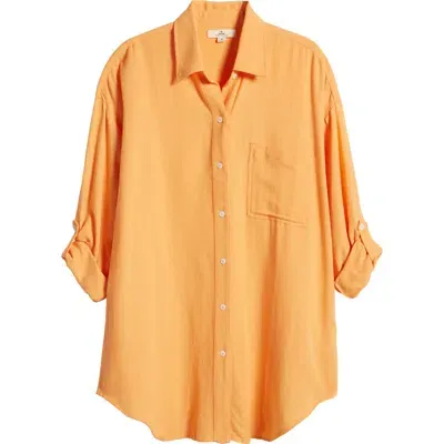 Rip Curl Premium Linen Button-up Blouse In Orange