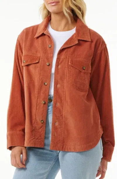 Rip Curl Stevie Corduroy Button-up Shirt In Dark Rust