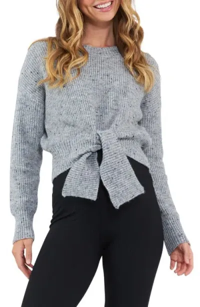 Ripe Maternity Bonnie Tie Front Knit Sweater In Grey Marle