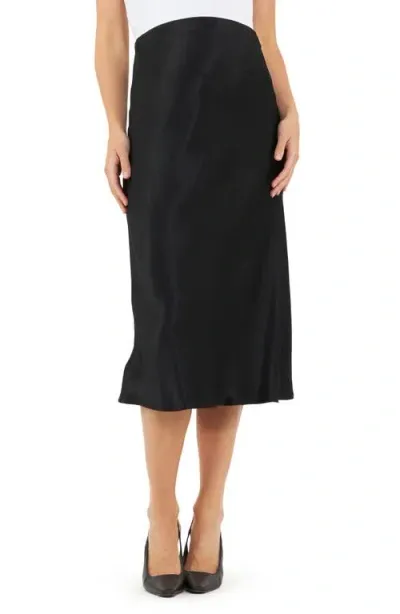 Ripe Maternity Crystal Satin Midi Maternity Skirt In Black