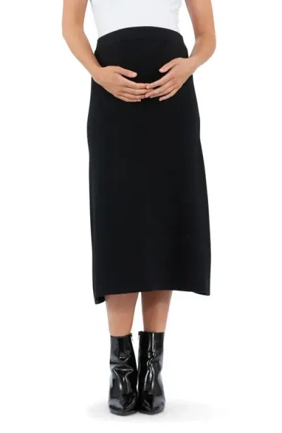 Ripe Maternity Knit Midi A-line Maternity Skirt In Black