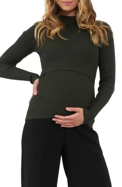 Ripe Maternity Lift Up Nursing Knit Sweater In Ivy