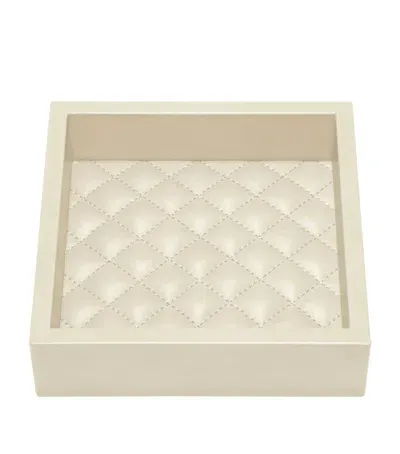 Riviere Leather Small Quilted Tray In Ivory