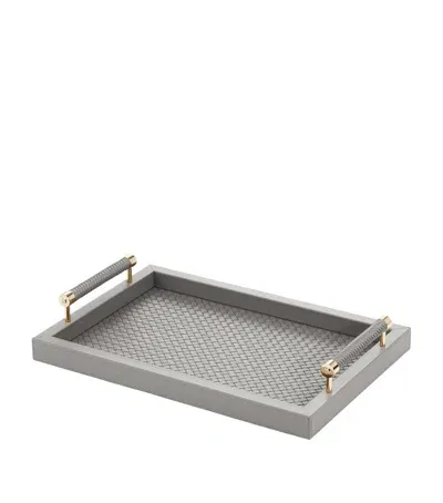 Riviere Leather Woven Diana Tray In Grey