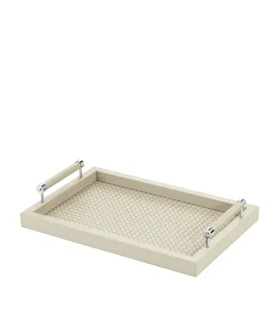 Riviere Leather Woven Diana Tray In Ivory