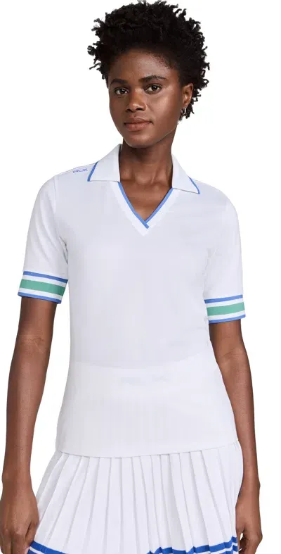 Rlx Short Sleeve Tour Pique Cricket Polo White/heather Grey/blue