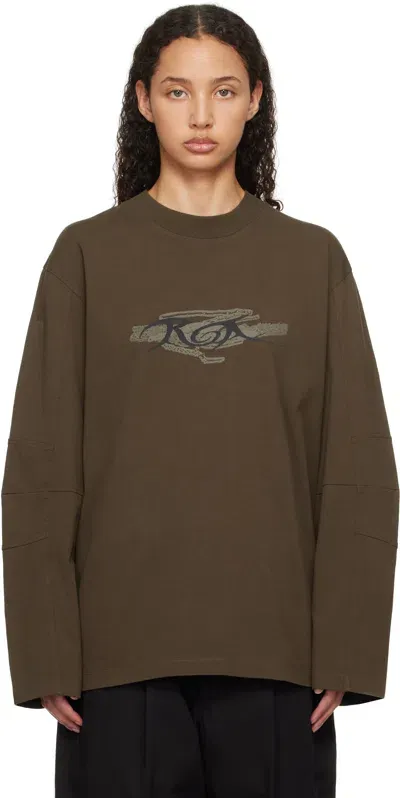 Roa Brown Long Sleeve Graphic T-shirt In Brw0027 Demitasse