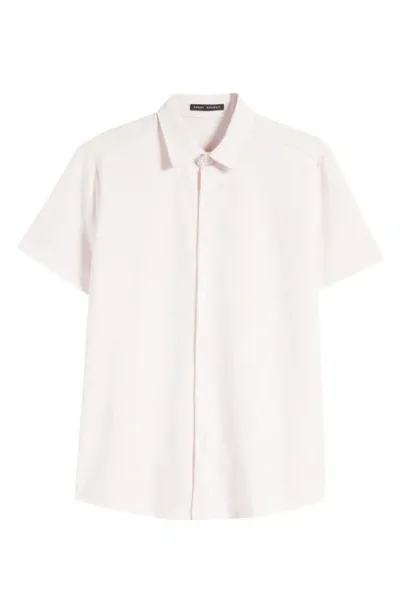 Robert Barakett Keyes Slim Fit Short Sleeve Knit Button-up Shirt In Pink Fog