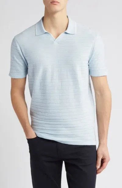 Robert Barakett Strato Stripe Organic Cotton Sweater Polo In Light Blue