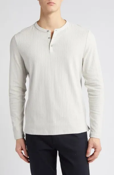 Robert Barakett Warlock Long Sleeve Cotton Blend Jacquard Henley In Grey