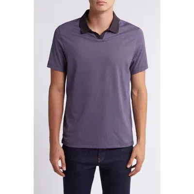 Robert Barakett Woodhaven Chevron Johnny Collar Polo In Deep Eggplant