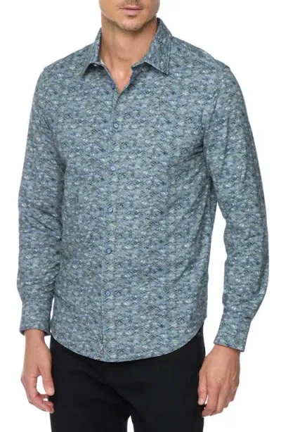 Robert Graham Clarendon Classic Fit Geo Print Cotton Knit Button-up Shirt In Grey