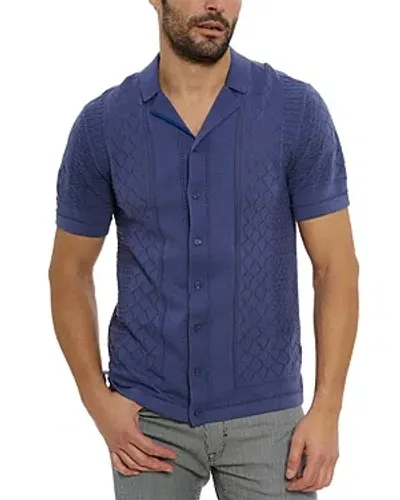 Robert Graham Delmar Cotton Pointelle Regular Fit Sweater Polo In Indigo