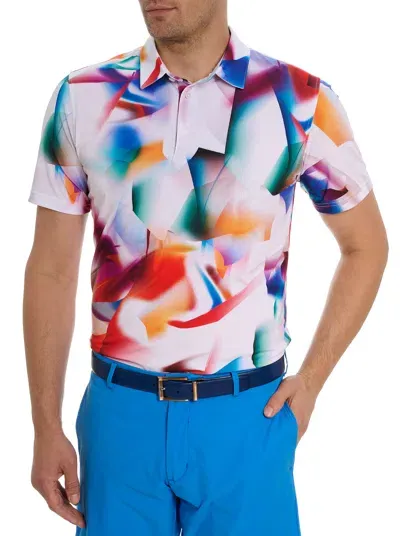 Robert Graham Hiatus Abstract Print Regular Fit Polo Shirt In White