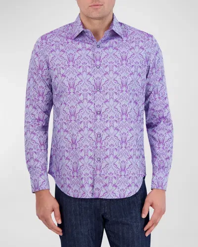 Robert Graham Men's Highland 4 Damask Sport Shirt In Magenta