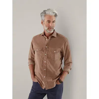 Robert Talbott Butler Pinwale Shirt In Camel