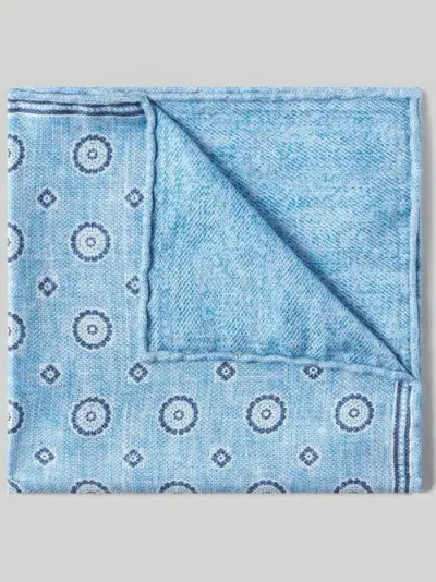 Robert Talbott Collins Reversible Silk Pocket Square In Blue/medallion