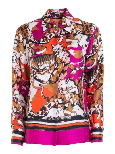 Roberto Cavalli Animalier Print Shirt In Multicolor