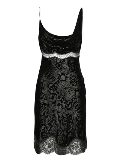 Roberto Cavalli San Marco Black Velvet Mini Dress