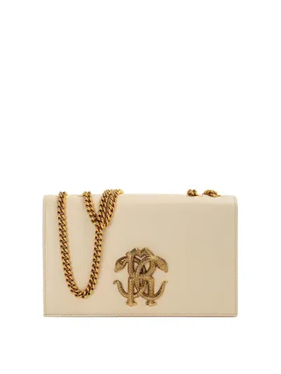 Roberto Cavalli Leather Bag In Beige