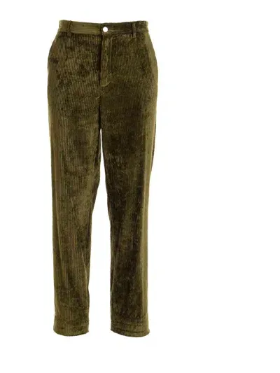 Roberto Cavalli Loose Fit Zip Back Logo Pants In Verde