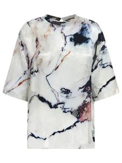 Roberto Cavalli Marble-print Blouse In White