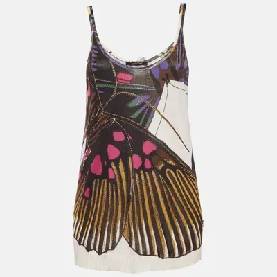 Pre-owned Roberto Cavalli Multicolor Butterfly Print Knit Cami Top M