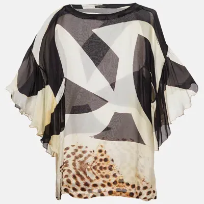 Pre-owned Roberto Cavalli Multicolor Printed Flared Sleeves Top S