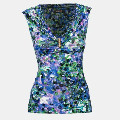 Pre-owned Roberto Cavalli Multicolor Printed Jersey Sleeveless Top S