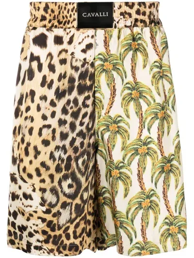 Roberto Cavalli Weite Shorts Mit Print In Neutrals