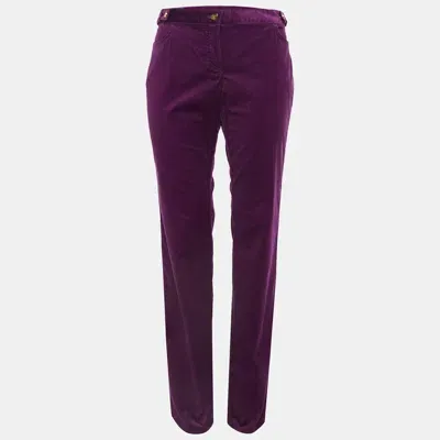 Pre-owned Roberto Cavalli Purple Corduroy Buttoned Straight Leg Pants M