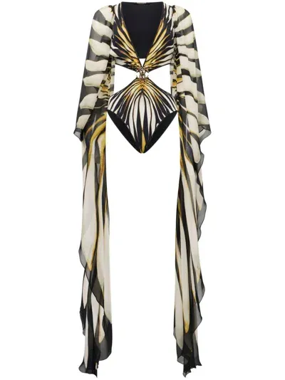 Roberto Cavalli Ray Of Gold Cut-out Swimsuit