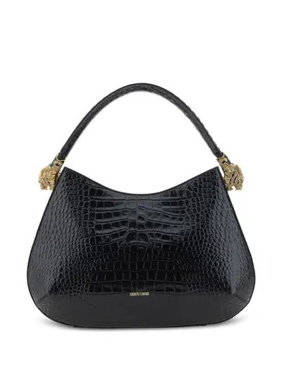 Roberto Cavalli Roar Big Hobo Handbag In Black