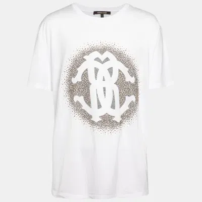 Pre-owned Roberto Cavalli White Logo Detail Cotton T-shirt Xxxl