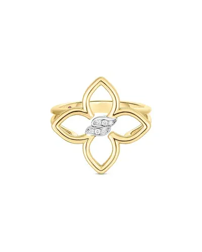 Roberto Coin 18k White & Yellow Gold Cialoma Diamond Open Flower Ring