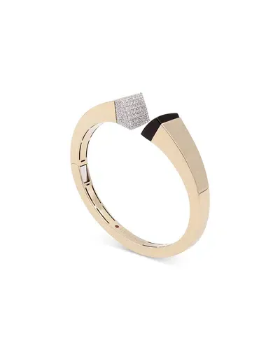 Roberto Coin 18k White & Yellow Gold Sauvage Black Jade & Diamond Pave Bangle Bracelet In Black/gold