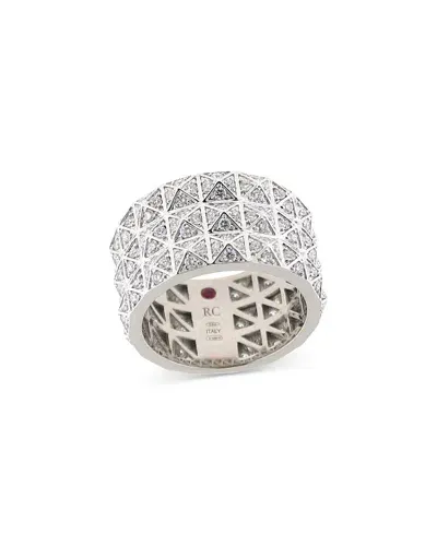 Roberto Coin 18k White Gold Obelisco Diamond Pyramid Three Row Ring