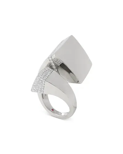 Roberto Coin 18k White Gold Sauvage Diamond Pave Bypass Statement Ring