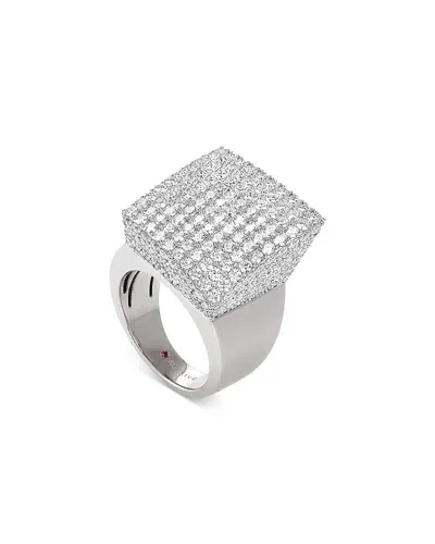 Roberto Coin 18k White Gold Sauvage Diamond Pave Square Cluster Statement Ring