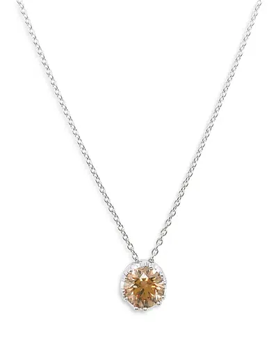 Roberto Coin 18k White Gold Tiny Treasures Brown Diamond Solitaire Pendant Necklace, 16-18