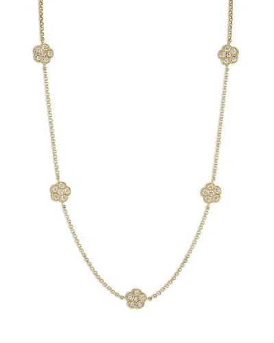 Roberto Coin 18k Yellow Gold Daisy Diamond Flower Station Collar Necklace, 16-18