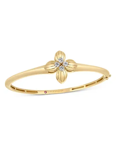 Roberto Coin 18k Yellow Gold Love In Verona Diamond Flower Bangle Bracelet