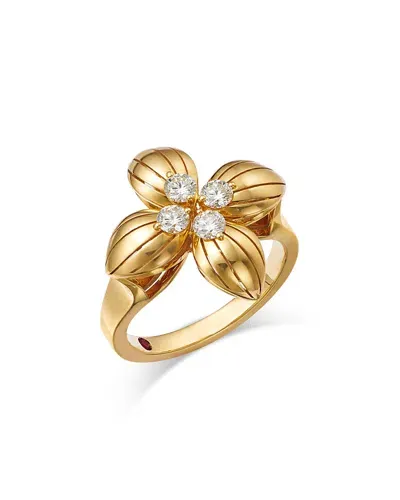 Roberto Coin 18k Yellow Gold Love In Verona Diamond Flower Ring - Exclusive