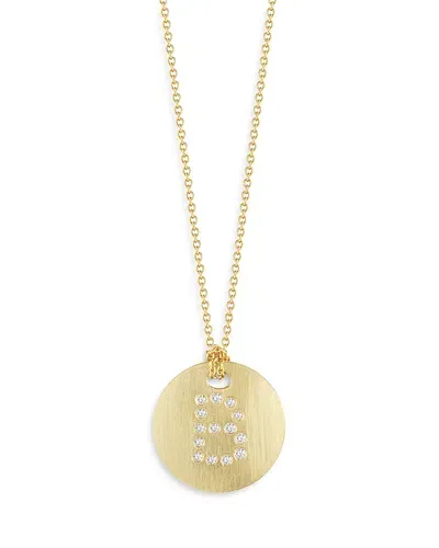 Roberto Coin 18k Yellow Gold Tiny Treasures Diamond Initial Satin Disc Pendant Necklace, 16-18 In B