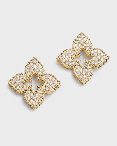 Roberto Coin 18k Yellow Gold Venetian Princess Diamond Flower Earrings In 03 Diamond