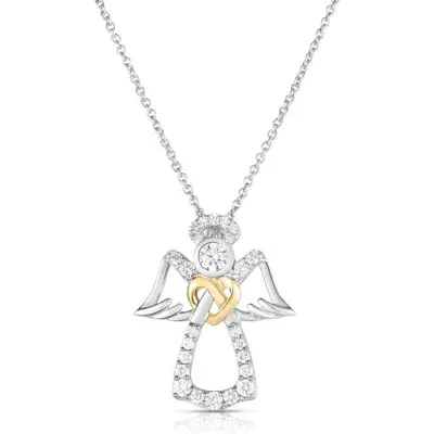 Roberto Coin Diamond Angel Pendant Necklace In White And Yellow