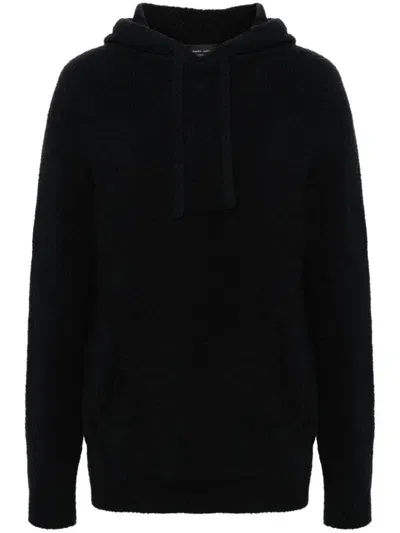 Roberto Collina Bouclé-knit Hooded Jumper In Black