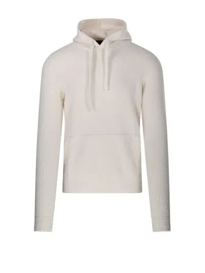 Roberto Collina Drawstring Knit Hoodie In White