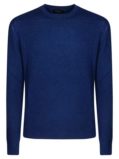 Roberto Collina Knit Ls Roundneck In Blue