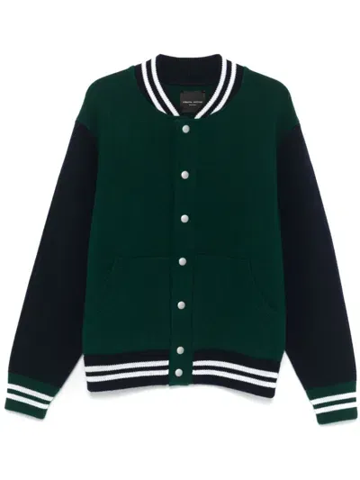 Roberto Collina Knitted Bomber Jacket In Green